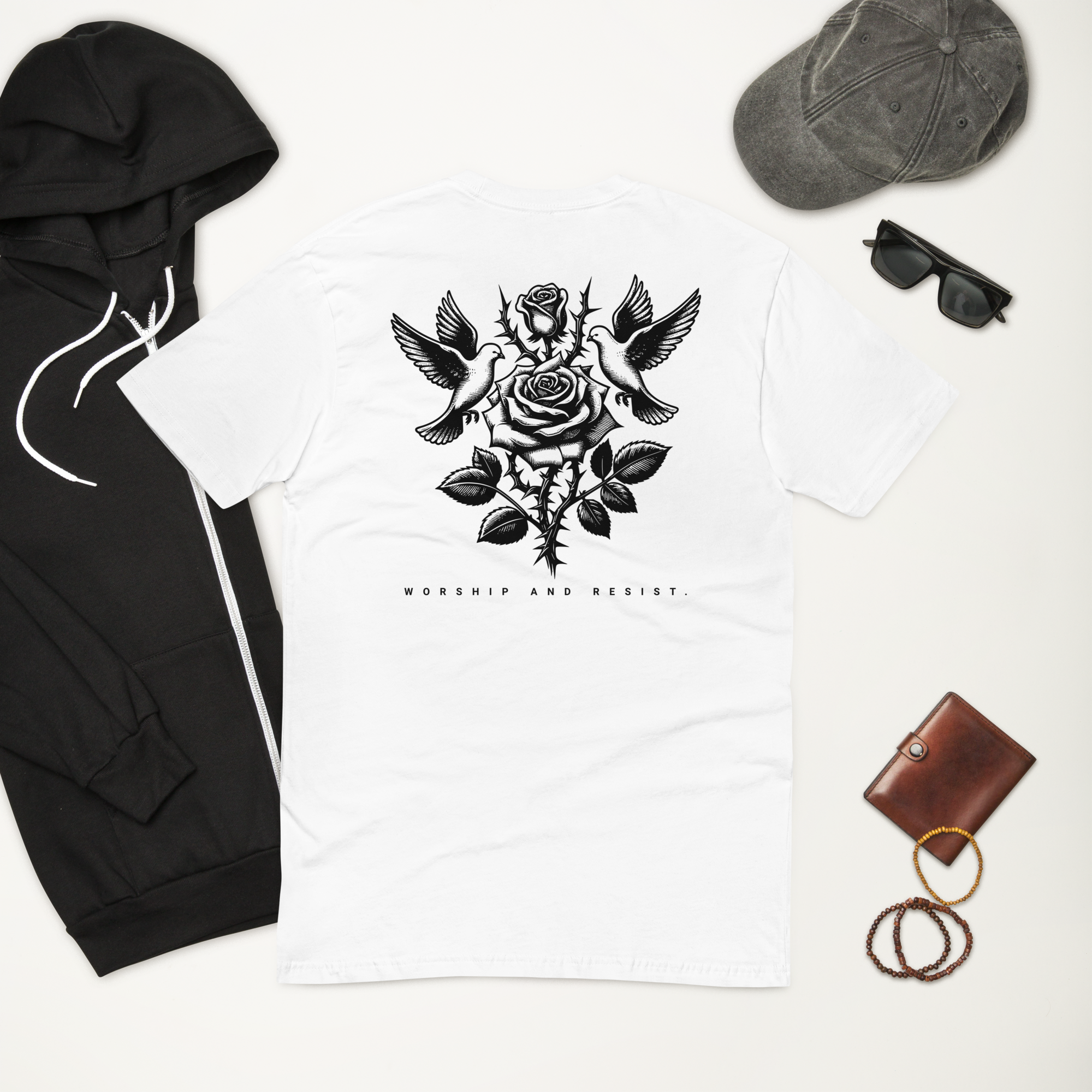 White Rose and Bird T-shirt