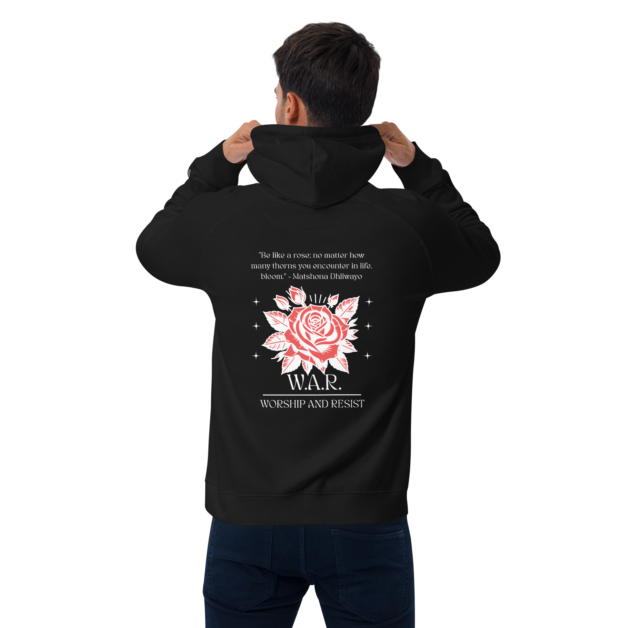 Fitted Black Rose Hoodie