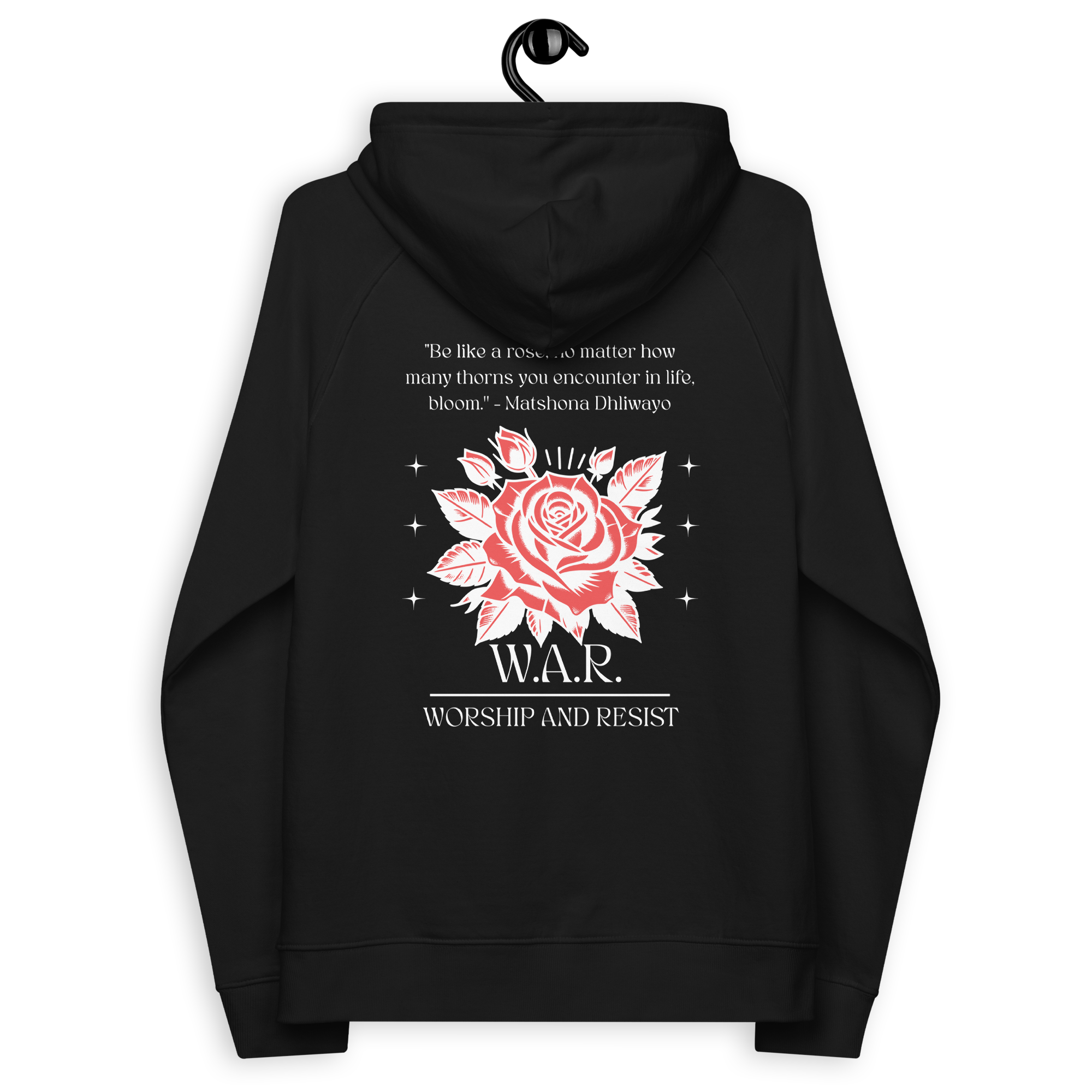 Fitted Black Rose Hoodie
