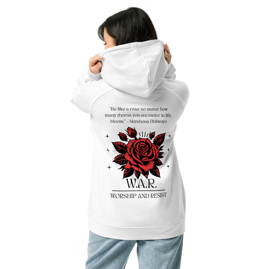 Fitted White Rose Hoodie